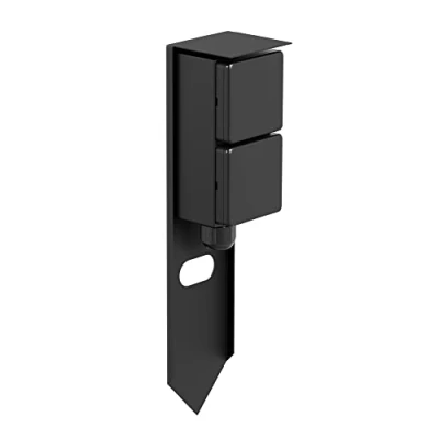 Image de ledscom.de Colonne de Prises Courant Jardin PIWI avec Piquet Terre pour l&#039;extérieur, IP44, 2X, Acier Inoxydable, Noir, carré, 30 cm, Prise extérieure, Jardin, Tour