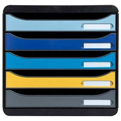 Image de Exacompta Réf. 3094202D BIG BOX PLUS 1 Caisson 5 tiroirs oçuverts pour document A4+ Dimensions extérieures : Profondeur 34,7 x largeur 27,8 Hauteur 27,1 cm couleurs assorties