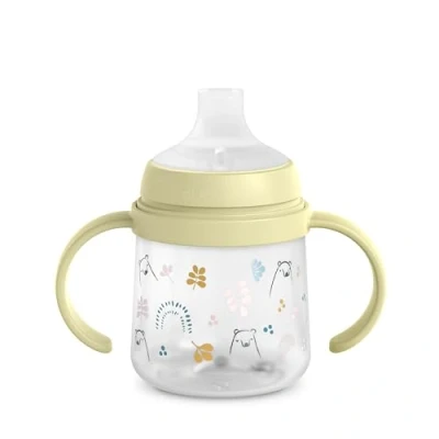 Image de Suavinex, Biberon à Anses, Tasse Apprentissage Bébé avec Bec Souple en Silicone, Système Anti Colique, Gourde Enfant Poignées, Antifuites, Passe au Lave Vaisselle, +6 Mois, 150 ml, Bears Vert