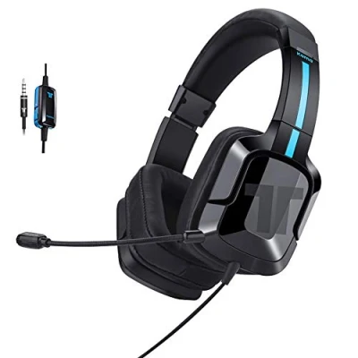 Image de Tritton Kama+ Casque Gaming PC avec Micro Compatible PS5, PS4, Xbox Series, Nintendo Switch Haut Parleur 40mm Gamer Filaire Microphone Ajustable Omnidirectionnel et télécommande, Noir