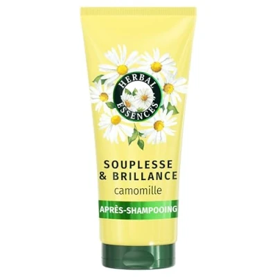 Image de Herbal Essences Souplesse &amp; Brillance Camomille Après Shampooing 200ml Cheveux Frisés et Ternes plus Souples Brillants, Extrait de Ingrédients d’Origine Naturelle