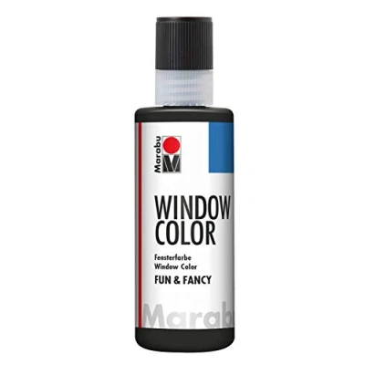 Image de Marabu Window Color Fun &amp; Fancy 04060004173 Peinture de fenêtre à Base d&#039;eau Amovible sur des Surfaces Lisses comme Le Verre, Les miroirs, carrelage et Film Noir 80 ML
