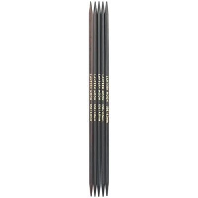 Image de Lantern Moon Double Point NDL 8&quot; Size 6 Pointu Aiguilles, Bois, Noir, 20 cm, 4 mm, Set de 5 Pièces