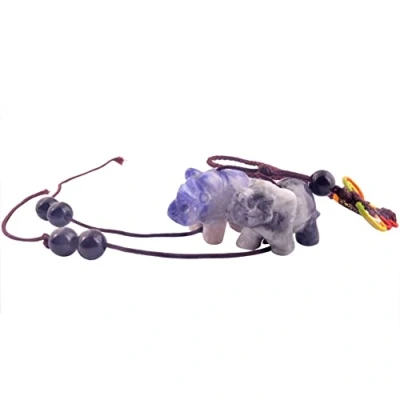 Image de Feng Shui Blue Sodalite Rhinoceros and Elephant Amulet Hanging W Free Mxsabrina Red String Bracelet Y1270 by juanxian