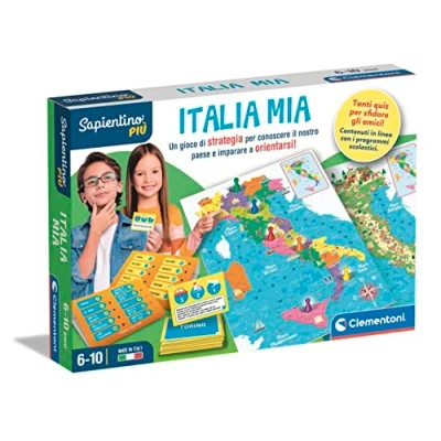 Image de Clementoni Sapientino Più Italia Mia Jeu éducatif géographie Enfants 6 Ans, Parcours à Quiz (Version en Italien) Fabriqué Italie, 16417, Multicolore
