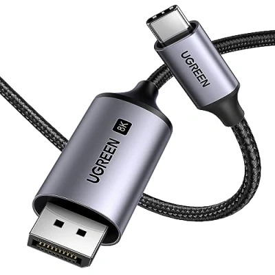 Image de UGREEN Câble USB C vers DisplayPort 1.4 8K 60Hz 4K 240Hz 32.4Gbps Compatible avec iPhone 16 Plus Pro Max 15 MacBook M4 M3 M2 iPad Galaxy S24 S23 Tab S9 Type DP1.4 Thunderbolt 4 3 (1M)
