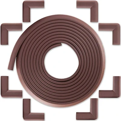 Image de Protection des Bords et Coins de Meubles Bébé Earth Kit Sécurité avec 8 Angles Rebord 6m en Mousse pour Table Plus bien Protéger les Enfants Bloque Porte Offert Marron