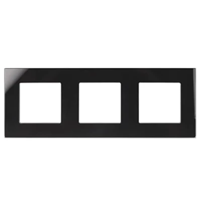 Image de Maclean MCE731B 3 fach Glasrahmen Panel 228x86mm für Steckdose Modulare Wandsteckdose Unterputzdose Wanddose Einbaudose Unterputz Montage (3 Steckdose, Schwarz)