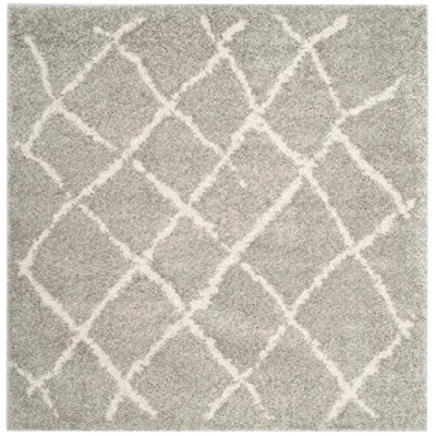 Image de Safavieh Shag Nora Grand Tapis de Salon rectangulaire pour Une Utilisation en intérieur, Polypropylène, Gris Clair/Crème, 154 X cm