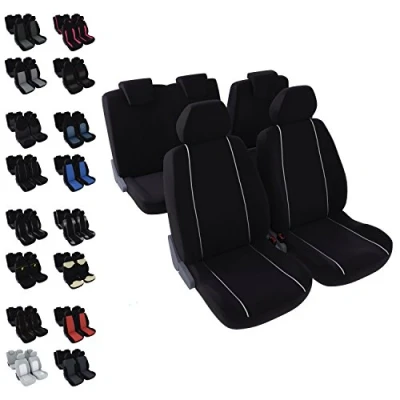 Image de DBS Housses de Sièges Voiture/Auto 5 Noir et Blanc Universelles Anti dérapant Lavable