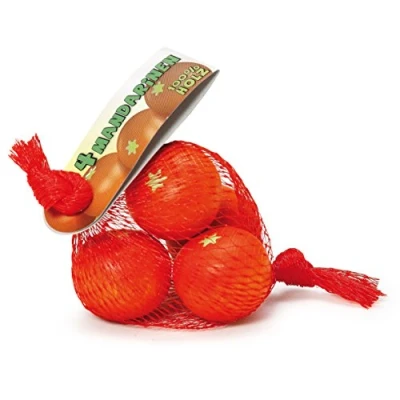 Image de Erzi 7.5 x 6.4 4.2 cm Pretend Play en Bois épicerie Merchandize Mandarine dans Un Filet