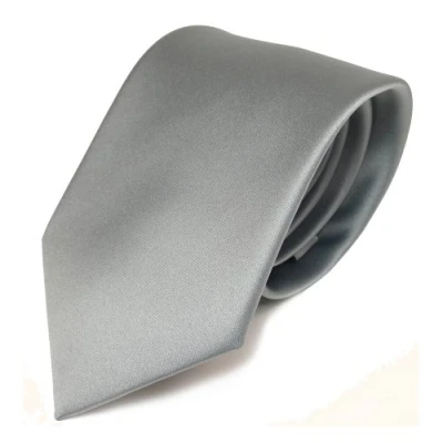 Image de TigerTie Designer satin cravate gris clair argent unicolor Polyester