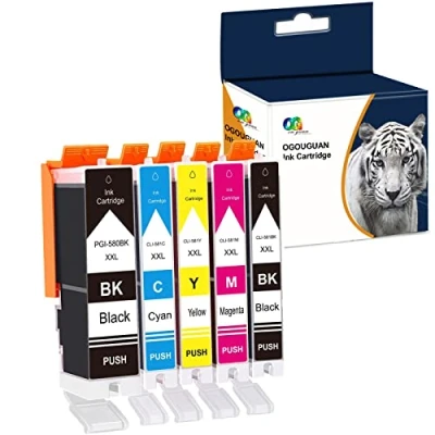 Image de Teland PGI 580XXL CLI 581XXL Cartouches d&#039;encre compatibles pour Canon 580 581 XXL PIXMA TS6150 TR7550 TR8550 TS6151 TS8150 TS9150 (PGBK/Noir/Cyan/Magenta/Jaune)