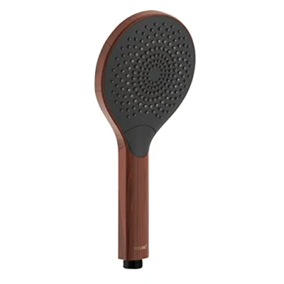 Image de WENKO Pomme de Douche Watersaving Wood, douchette à économie d&#039;eau, Aspect Bois élégant en Plastique, d&#039;eau et Confort Total avec 3 Types Jets, raccord Universel ½, Ø 12 cm, Marron/Noir