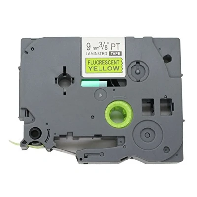 Image de BROVACS Ruban d&#039;étiquettes noir sur jaune fluo compatible avec Brother P Touch TZ C21 TZe 9 mm OPA1332