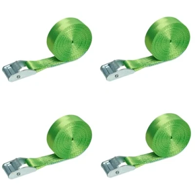 Image de Lot de 4 Sangles d&#039;arrimage m avec Boucle Serrage Vert Sangle Fixation Rapide Largeur : 25 mm en Une Seule pièce 350 daN