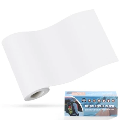 Image de Patchs autocollants en nylon, OAZ 10x160cm patch de réparation imperméable autocollant, nylon autocollant Blanc, pour tentes, doudoune, sac couchage, à main