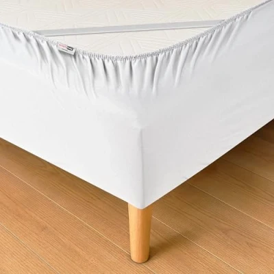 Image de WRAPPYBAG Cache Sommier 140 x 200 en Coton avec Élastiques Rénovez et Modernisez Votre Ancien Couleur Blanc 6 Tailles Disponibles