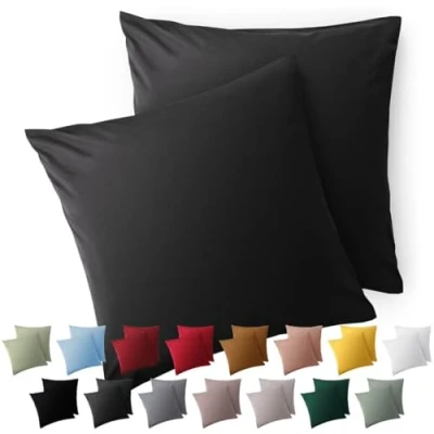 Image de Blumtal Taie Oreiller 40x40 Lot de 2 Housse Coussin Microfibre Taies d&#039;oreillers avec Fermeture éclair, certifiée Oeko Tex, Extra Douce et Lavable Anthracite