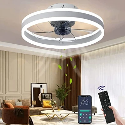 Image de Wildcat ventilateur de plafond avec éclairage, silencieux, moderne à LED télécommande, minuteur, plafonnier, éclairage pour salon (couleur : blanc, taille 50 cm)