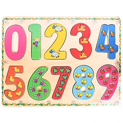 Image de PLANÈTE Bois Puzzle Chiffres FSC Jeu Educatif Première Réflexions 052461 10 Pièces Multicolore pour Enfant 30 cm x 22,5 À Partir de 2 Ans