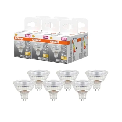 Image de OSRAM LED Spot Lamp Star MR16 2W 827, 2700K blanc chaud, GU5.3, 120, 210 lm, basse tension, design tout en verre,6 Pack