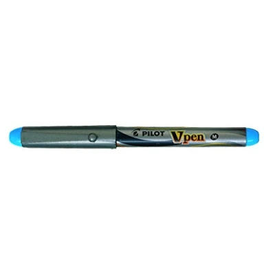 Image de Pilot VPen Stylo plume jetable Corps argent Pointe 0,58 mm Bleu clair