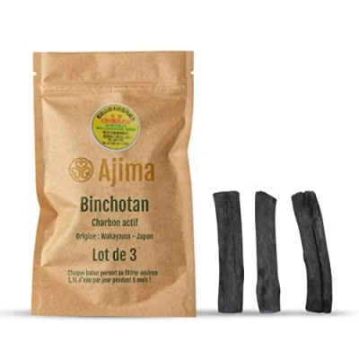 Image de Ajima Binchotan Charbon Actif Eau Baton de Bio Purificateur d&#039;Eau Naturel x3 Chaque Filtre Environ 1.5 L Chêne Wakayama Vrai Idéal pour Filtrer l&#039;Eau en Carafe