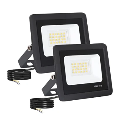 Image de FUPE Projecteur led Exterieur 2 Pcs, Projecteurs Extérieurs IP65 Etanche Super Lumineux Noir 20W 2000lm Eclairage Mural Extérieur toit jardin porte garage (4500k lumière naturelle)