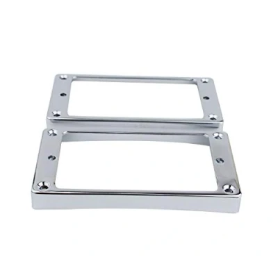 Image de Guyker Curved Bottom Metal Humbucker Pickup Mounting Ring Set Bridge and Neck Pickups Cover Frame Replacement Compatible with Les Paul LP Style Electric Guitar or Precision Bass(2PCS, Chrome)