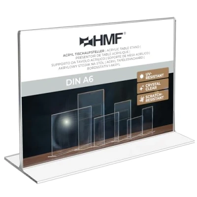 Image de HMF 46923 Présentoir de Table Acrylique Double D&#039;annonce DIN A6 Format Paysage Transparent