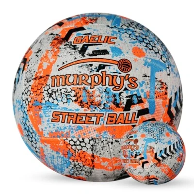 Image de Murphy &#039;s Gaelic Street Trainer Ballons de Football en Caoutchouc vulcanisé Durable, adhérence Longue durée pour Surfaces dures, Taille 4, Blanc/Orange Fluo/Cyan