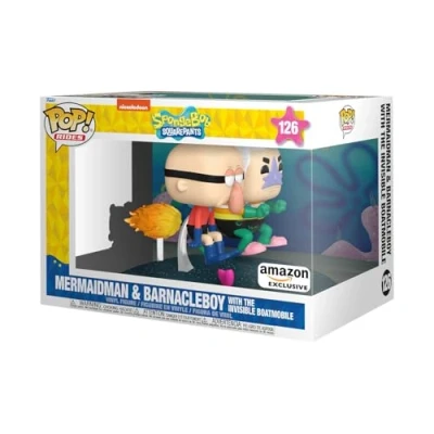 Image de Funko Pop! Rides Deluxe: Spongebob Squarepants Mermaid Man &amp; Barnacle Boy with Invisible Car Exclusivité Amazon Figurine en Vinyle à Collectionner Idée de Cadeau Produits Officiels