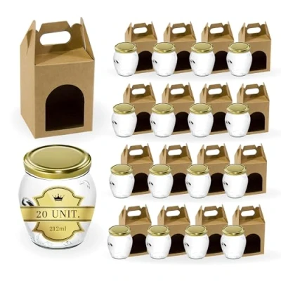 Image de Espirito Rebelde 20 Pots de Yaourt en Verre avec Couvercles 212 ml + Boîte Yaourt, Petits Conservation pour Bébé, Verres à Dessert