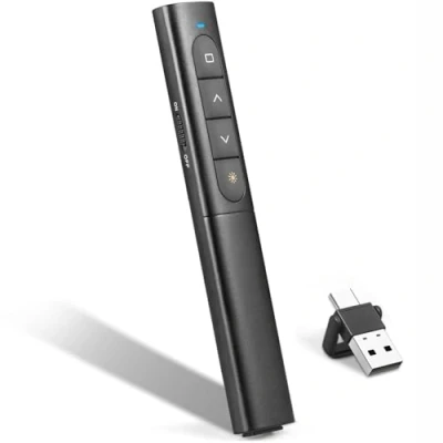 Image de Telecommande Ordinateur Powerpoint USB/Type C 2 en 1 avec Volume de Lien Hypertexte, 2.4GHz USB Presentation Cliqueur Zapette Pointeur Slide Présentateur Sans Fil pour Mac iPad PC