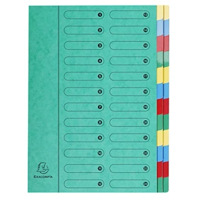 Image de Exacompta Réf. 5124E 1 trieur HARMONIKA sans élastiques et fenêtres imprimées couverture en carte lustrée dos extensible 24 compartiments pour A4 dim 24,5 x 32cm couleur vert