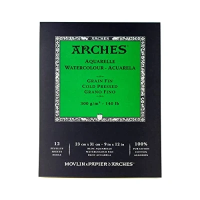 Image de Winsor &amp; Newton Arches Watercolor Cold Pressed Paper Pad 9&quot;X12&quot; 12 Sheets