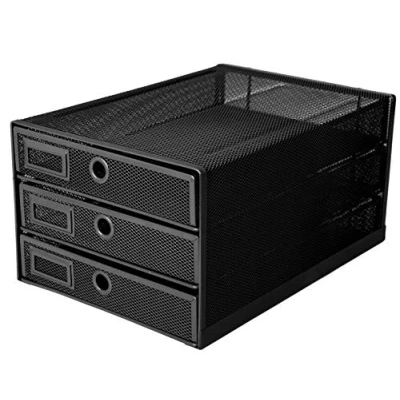 Image de Exerz Organiseur maillé 3 tiroirs/Module de Classement/Trieur Papier/Organiseur Multifonctionnel Bureau (Noir)