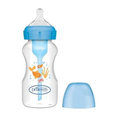 Image de Dr. Brown&#039;s Biberon Anticolique Bouche Large Options+ 270 ml Bleu Forêt +0 mois