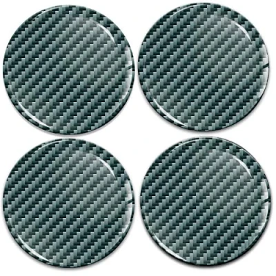Image de Biomar Labs® 4 x 60mm Autocollant 3D Carbone Désign Argent Noir Silicone pour Cache Moyeu Enjoliveurs Centre de Roue Caches Emblème A 10660