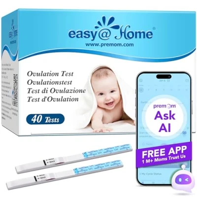 Image de Ovulation Test Kit Fertilité Prédiction: Easy@Home 40 LH Tests de Female Bandes d&#039;ovulation Résultats Précis avec App Premom Plus Simple pour le Suivi l&#039;Ovulation Règle