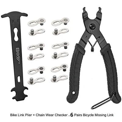 Image de QKURT Pince pour Bicyclette +Jauge d&#039;usure de chaîne + 6 Paires Chaînon manquant vélo，Chain Tongs Fast Connection for 6/7 / 8/9 10 Speed ChainKit d&#039;outils vélo Professionnel