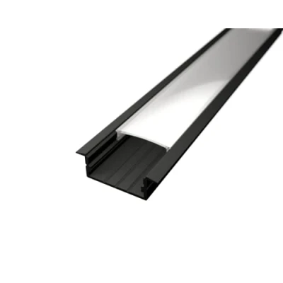 Image de Profilé de montage LED WIDE IN 20 en aluminium argenté pour bandes avec cache transparent ou laiteux, rubans jusqu&#039;à max. mm (profilé 1 m noir + mat)