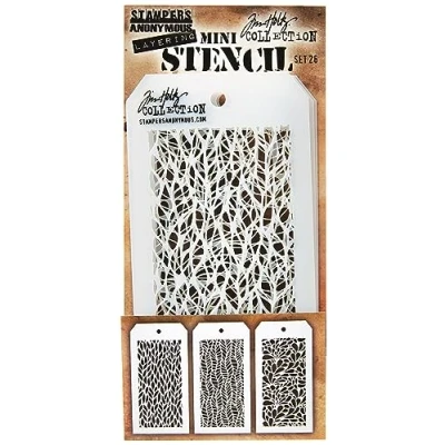 Image de Stampers Anonymous_AGW Tim Holtz Lot de 26 mini pochoirs en matière synthétique 21,6 x 9,1 0,1 cm