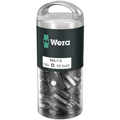 Image de Wera 05072444001 855/1 Embouts Z DIY 100, Pozidriv, PZ 2 x 25 mm, 100 pièces