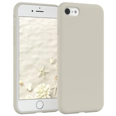 Image de EAZY CASE Coque en Silicone Premium pour téléphone Portable Compatible avec iPhone SE (2022/2020) / 8/7, slimcover Protection Appareil Photo et Doublure intérieure, étui, Taupe