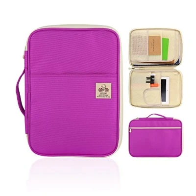 Image de YOUSHARES A4 Porte Documents Étui de Transport Multifonctionnel Pratique à Fermeture glissière pour Bloc Notes, iPad, et stylos (Violet)