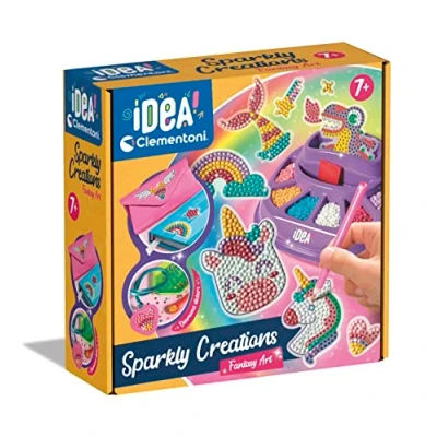 Image de Clementoni Idea Sparkly Creations Fantasy Painting, Diamond Art, Kit Laboratoire Gemmes, Jeu Créatif Enfants 7 Ans, Couleur Multilingue, 18746