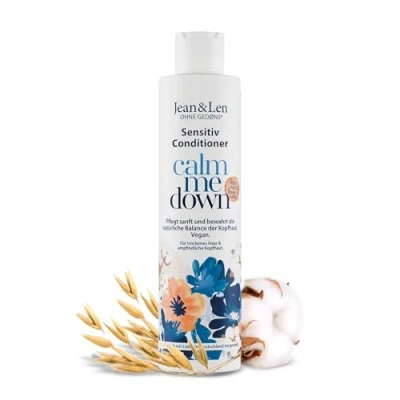 Image de Jean &amp; Len Conditioner Sensitiv Lait d&#039;Avoine Coton, pour cheveux secs et cuirs chevelus sensibles, soin nourrissant doux, sans silicone ni parabène, végétalien, 300 ml