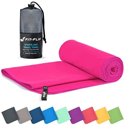 Image de Fit Flip Serviette Microfibre Sport Musculation Piscine compacte, Ultra légère et Rapidement sèche de Bain (1x 40x80cm Fuchsia)